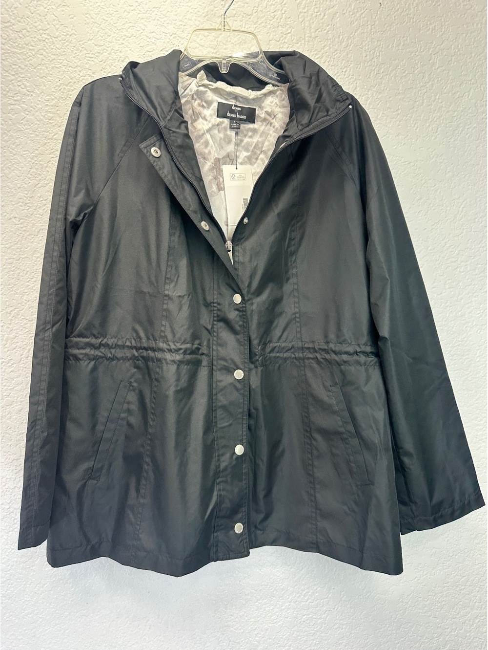 Women’s M Dennis Basso Black Water Resistant Anorak Jacket Full Zip Satin Lined